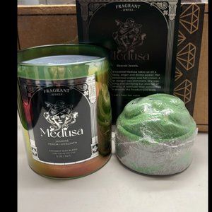 Fragrant Jewels Intact Medusa Candle and Bath Bomb Rare
